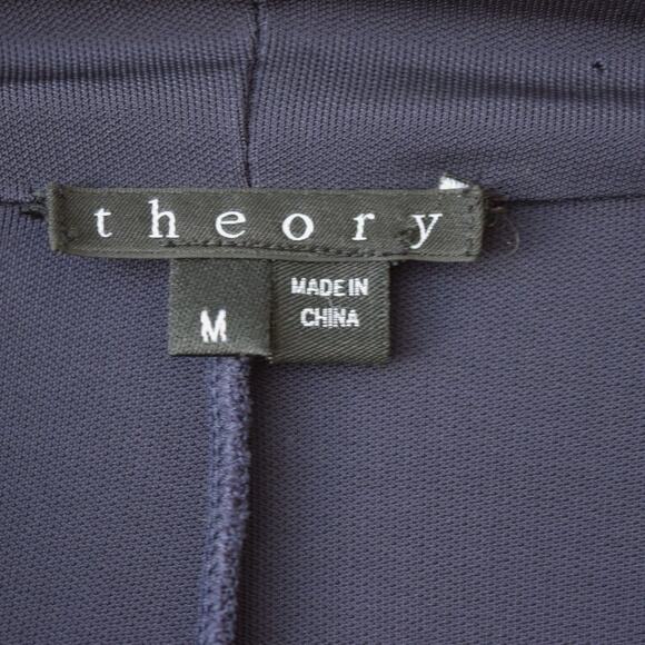 THEORY Navy Draped Jersey Long Sleeve Top - Picture 5 of 7